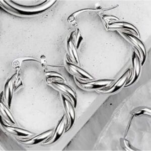 DELICATE Silver Chunky Hoop Earrings 14K Gold Plated Lightweight Hypoallergenic